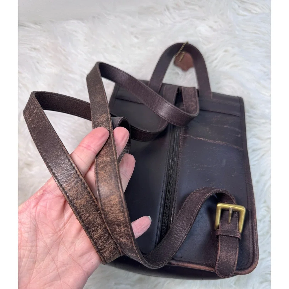 Vintage Croft & Barrow Leather Backpack Dark Brown Chocolate Turn Lock Flap